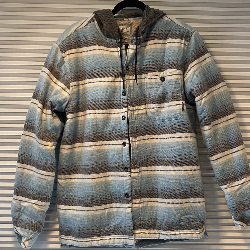 billabong hooded flannel button up jacket